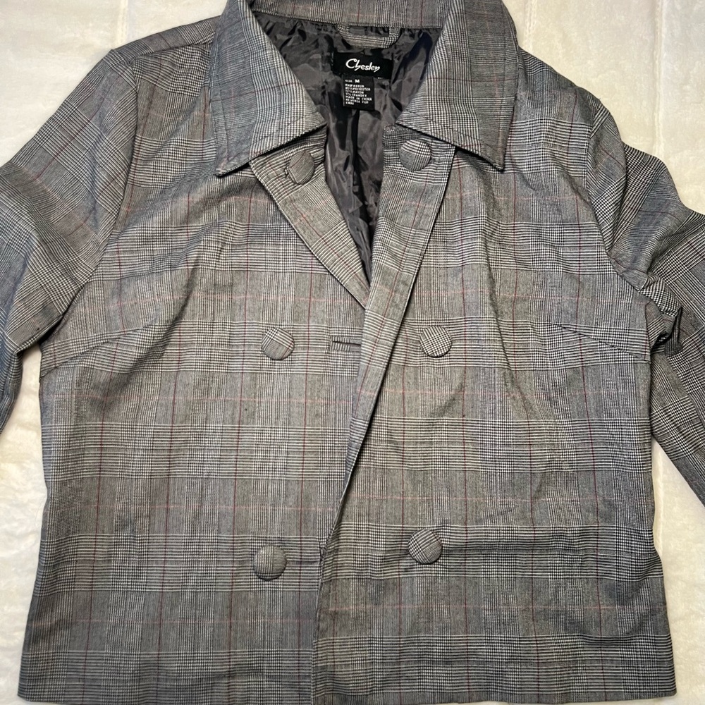 Charter Club Gray Plaid Blazer
